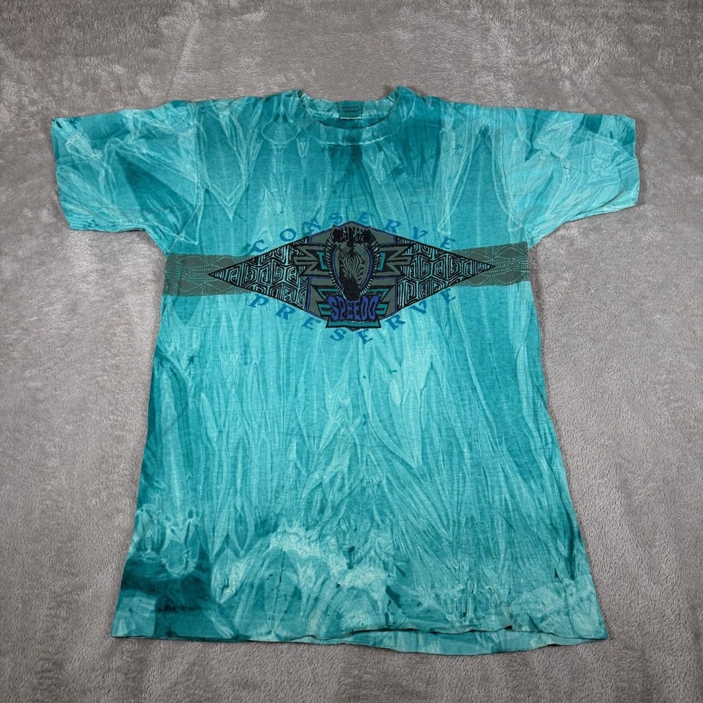 Vintage Speedo Fruit Of The Loom Shirt Mens Large Blue Tie‎ Dye Turtle USA 90s